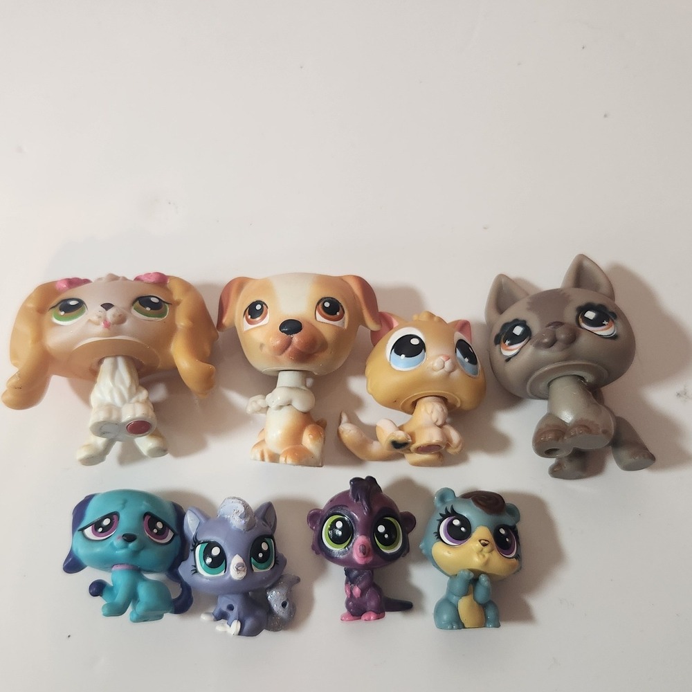 Littlest Pet Shop LPS Mixed Lot of 8 Figures Cocker Spaniel Great Dane Cat